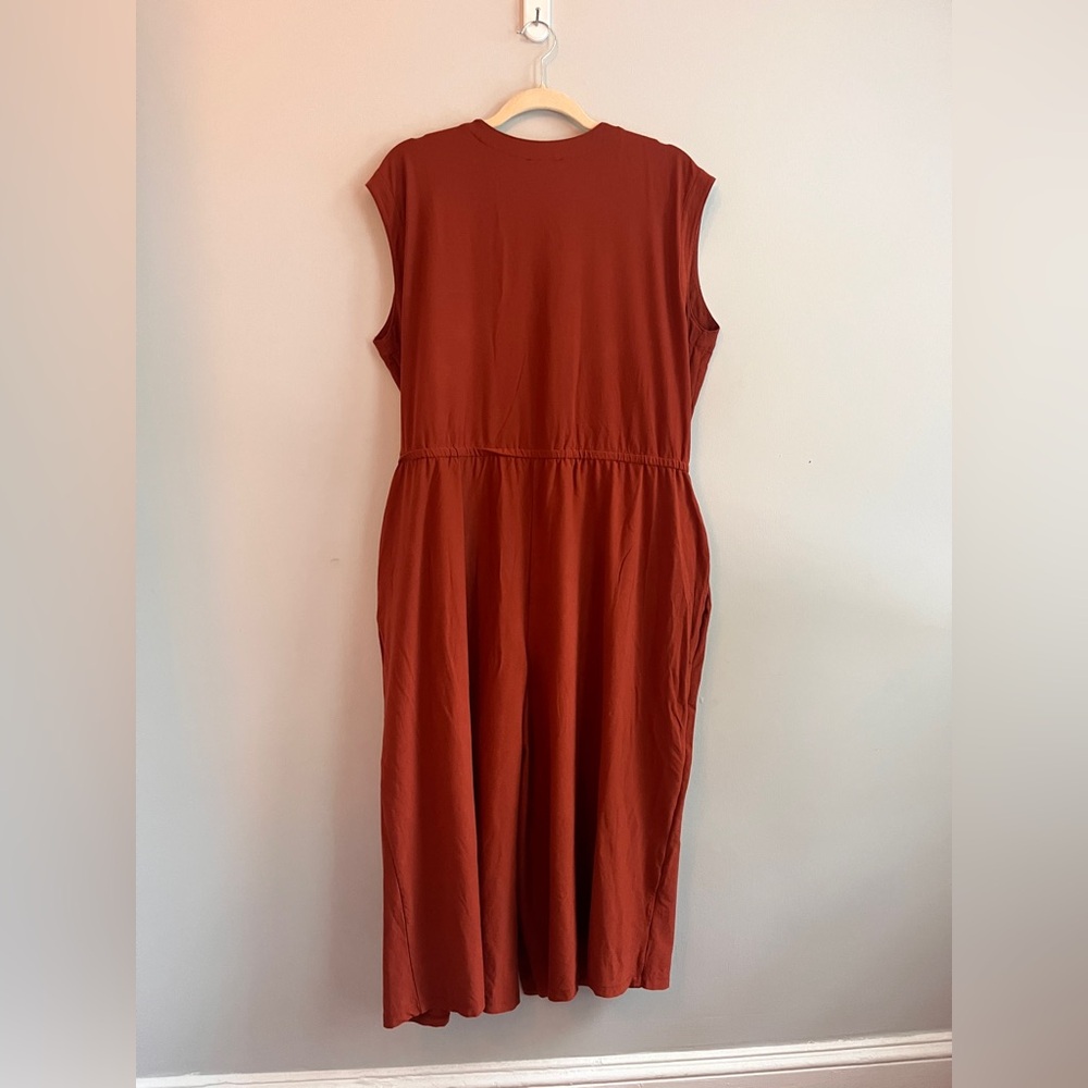 Eileen Fisher size XL Rust Sleeveless faux Wrap jumpsuit - Picture 2 of 4